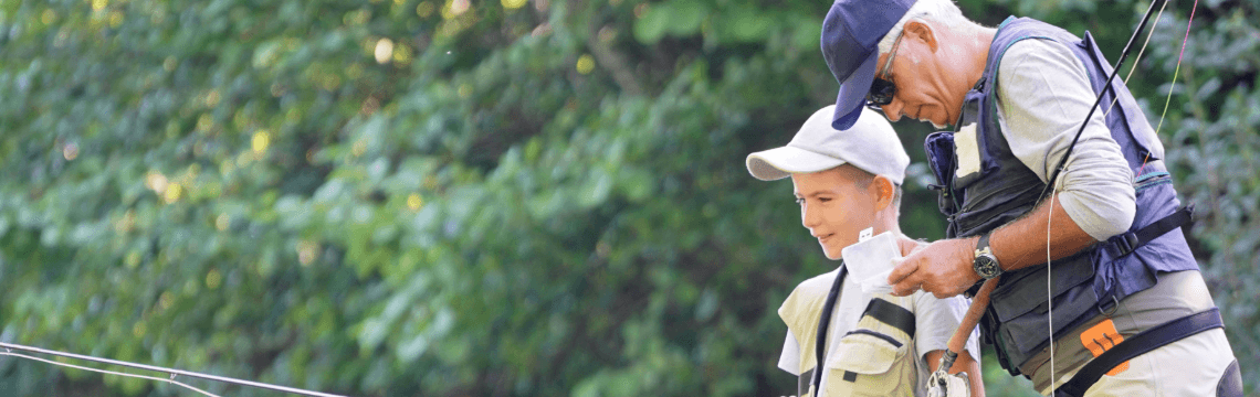 father-son-fishing father teaching son to teach