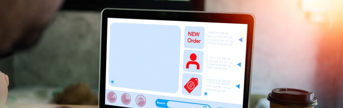 Laptop screen depicting a new order on an ecommerce site.