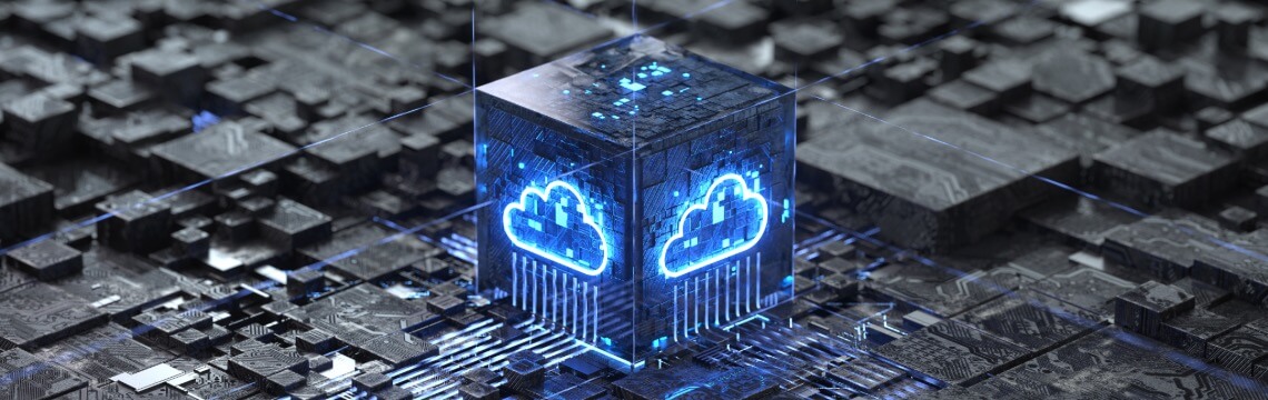 Conceptual art of a cloud module in a computer landscape