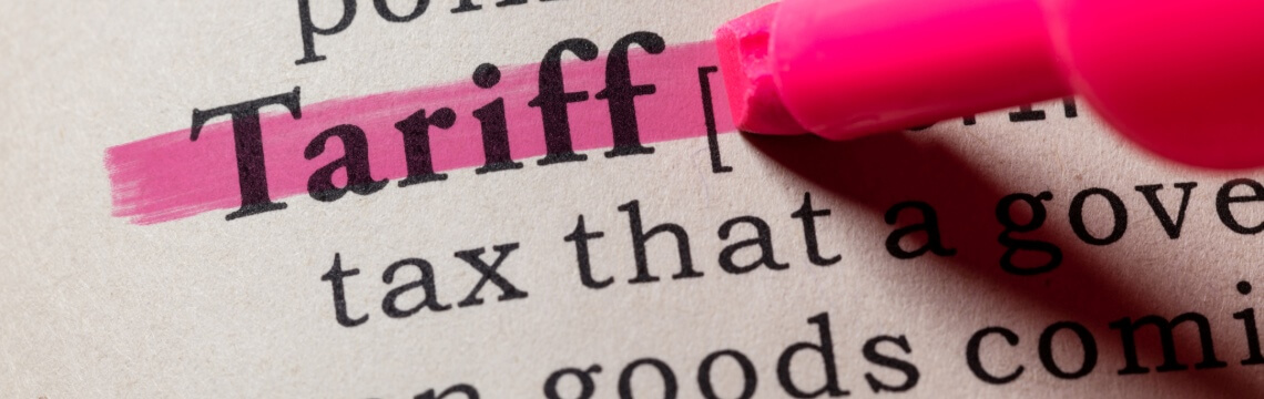 Tariffs Highlighted dictionary entry of the word “tariff” with definition.